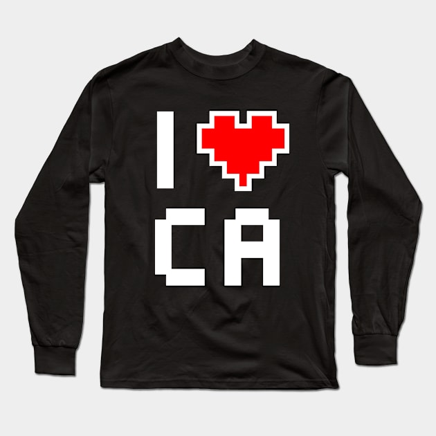 I Love California - Pixel heart for Californian gamer Long Sleeve T-Shirt by aaronsartroom